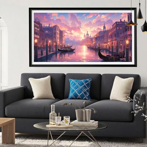 5D Diamond Painting Stadt, See Diamond Painting Erwachsene Bastelset, DIY Vollbohrer Diamant Malerei Basteln Erwachsene Anfänger Kreativ Set für Zimmer Deko Schlafzimmer Geschenke 100x200cm Y6-227 von Yeefion
