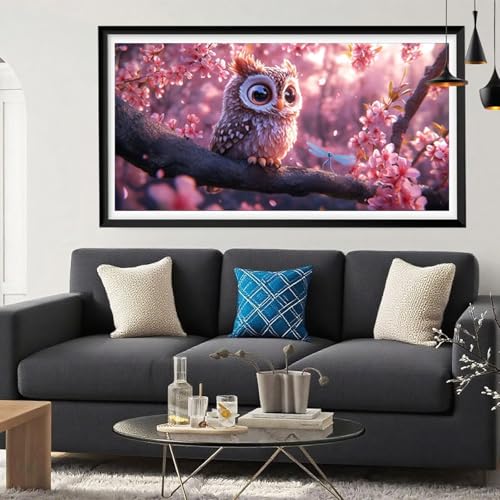 5D Diamond Painting Tier, Eule Diamond Painting Erwachsene Bastelset, DIY Vollbohrer Diamant Malerei Basteln Erwachsene Anfänger Kreativ Set für Zimmer Deko Schlafzimmer Geschenke 80x160cm Y6-128 von Yeefion