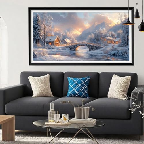 5D Diamond Painting Winter, Brücke Diamond Painting Erwachsene Bastelset, DIY Vollbohrer Diamant Malerei Basteln Erwachsene Anfänger Kreativ Set für Zimmer Deko Geschenke für Frauen 100x200cm Y6-233 von Yeefion