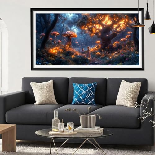 5D Diamond Painting Wunderland, Pilz Diamond Painting Erwachsene Bastelset, DIY Vollbohrer Diamant Malerei Basteln Erwachsene Anfänger Kreativ Set für Zimmer Deko Geschenke für Frauen 100x200cm Y6-251 von Yeefion