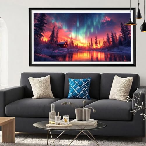 Diamond Painting Aurora Diamant Painting Bilder Weihnachten Full Drill Bastelset Erwachsene Anfänger DIY Strass Kristall Kunst Malerei,Stickerei Kreuzstich für Zimmer Deko Aesthetic 100 x 200 Y6-270 von Yeefion