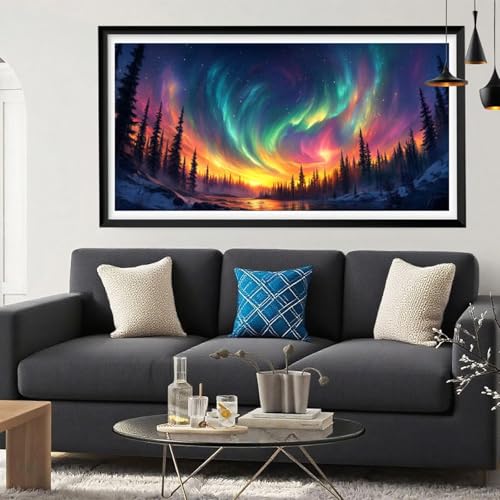 Diamond Painting Aurora Diamond Painting Erwachsene Weihnachten Full Drill Cross Stickerei Malerei Kits Groß XXL 100x200CM, 5D DIY Diamant Malerei Kreativ Set für Erwachsene Anfänger, Herbst Y6-241 von Yeefion