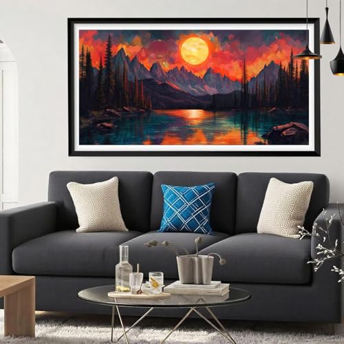 Diamond Painting Berg Diamant Painting Bilder Sonne Full Drill Bastelset Erwachsene Anfänger DIY Strass Kristall Kunst Malerei, Stickerei Kreuzstich für Wanddeko Aesthetic Geschenke 100 x 200 Y6-228 von Yeefion
