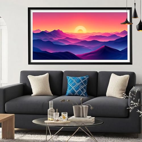 Diamond Painting Gebirge Diamant Painting Bilder Sonnenuntergang Full Drill Bastelset Erwachsene Anfänger DIY Strass Kristall Kunst Malerei, Stickerei Kreuzstich für Wanddeko Aesthetic 90x180 Y6-105 von Yeefion