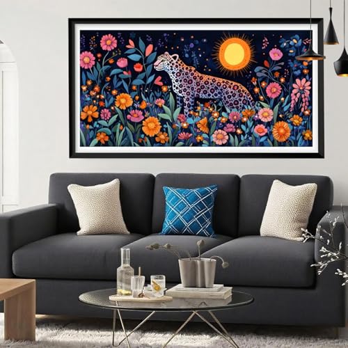 Diamond Painting Geometrie Diamond Painting Erwachsene Leopard Full Drill Cross Stickerei Malerei Kits Groß XXL 200x100, 5D DIY Diamant Malerei Kreativ Set für Erwachsene Anfänger, Herbstdeko Y6-208 von Yeefion