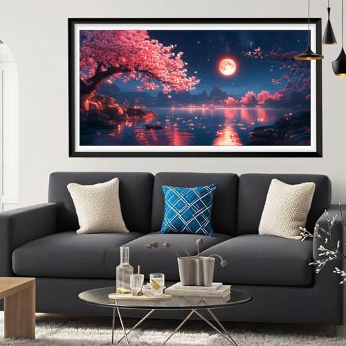Diamond Painting Kirschblütenbäume Diamond Painting Erwachsene See Full Drill Cross Stickerei Malerei Kits Groß XXL 200x100, 5D DIY Diamant Malerei Kreativ Set für Erwachsene Anfänger, Deko Y6-286 von Yeefion