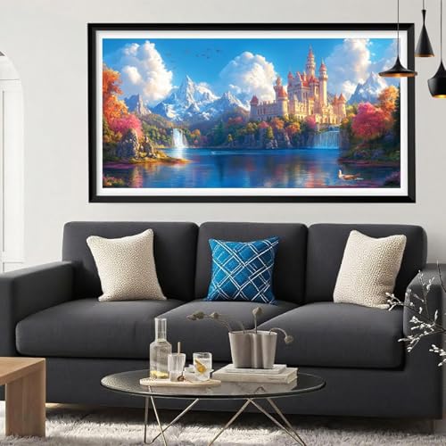 Diamond Painting Landschaft Diamant Painting Bilder Schloss Full Drill Bastelset Erwachsene Anfänger DIY Strass Kristall Kunst Malerei, Stickerei Kreuzstich für Zimmer Deko Aesthetic 80 x 160 Y6-114 von Yeefion