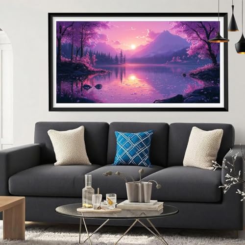Diamond Painting Meer Diamant Painting Bilder Berg Full Drill Bastelset Erwachsene Anfänger DIY Strass Kristall Kunst Malerei, Stickerei Kreuzstich für Zimmer Deko Aesthetic Geschenke 100x200 Y6-231 von Yeefion