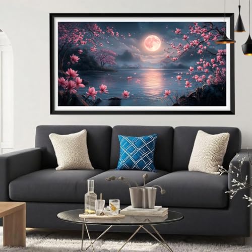 Diamond Painting Mond Diamond Painting Erwachsene Meer Full Drill Cross Stickerei Malerei Kits Groß XXL 100x200CM, 5D DIY Diamant Malerei Kreativ Set für Erwachsene Anfänger, Deko Wohnzimmer Y6-211 von Yeefion