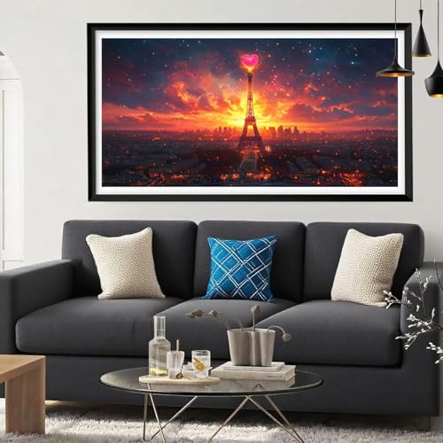 Diamond Painting Paris Diamant Painting Bilder Eiffelturm Full Drill Bastelset Erwachsene Anfänger 5D DIY Strass Kristall Kunst Malerei, Stickerei Kreuzstich für Zimmer Deko Aesthetic 80x160 Y6-129 von Yeefion