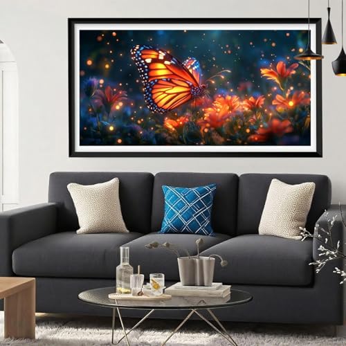 Diamond Painting Schmetterling Diamant Painting Bilder Tier Full Drill Bastelset Erwachsene Anfänger DIY Strass Kristall Kunst Malerei, Stickerei Kreuzstich für Zimmer Deko Aesthetic 90 x 180 Y6-120 von Yeefion