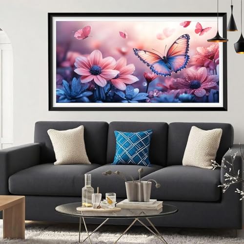 Diamond Painting Schmetterling Diamond Painting Erwachsene Rosa Full Drill Cross Stickerei Malerei Kits Groß XXL 200x100, 5D DIY Diamant Malerei Kreativ Set für Erwachsene Anfänger, Herbstdeko Y6-262 von Yeefion