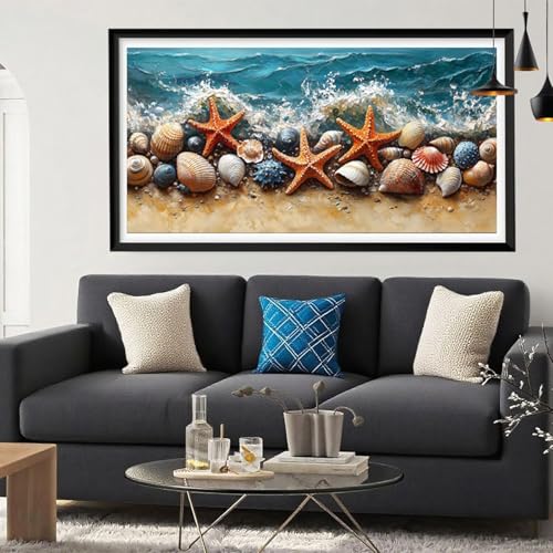 Diamond Painting Seestern Diamant Painting Bilder Strand Full Drill Bastelset Erwachsene Anfänger 5D DIY Strass Kristall Kunst Malerei, Stickerei Kreuzstich für Zimmer Deko Aesthetic 100 x 200 Y6-222 von Yeefion