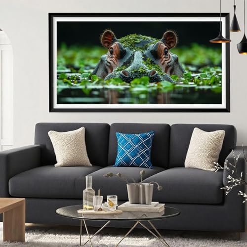 Diamond Painting Tier Diamant Painting Bilder Nilpferd Full Drill Bastelset Erwachsene Anfänger 5D DIY Strass Kristall Kunst Malerei, Stickerei Kreuzstich für Zimmer Deko Aesthetic 100 x 200 Y6-210 von Yeefion