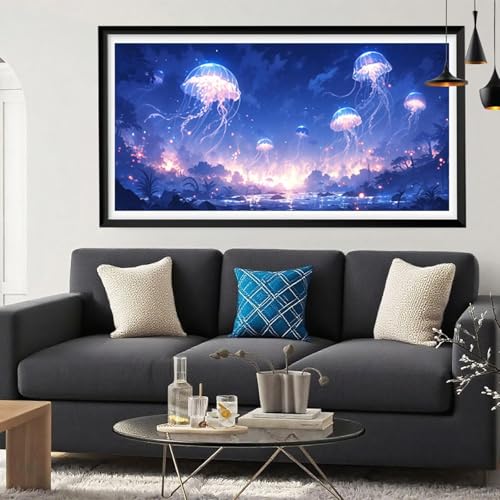 Diamond Painting Tier Diamond Painting Erwachsene Qualle Full Drill Cross Stickerei Malerei Kits Groß XXL 100x200CM, 5D DIY Diamant Malerei Kreativ Set für Erwachsene Anfänger, Deko Wohnzimmer Y6-283 von Yeefion