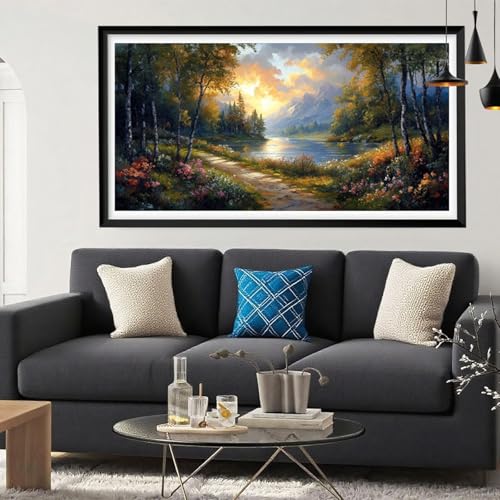 Diamond Painting Wald Diamond Painting Erwachsene Landschaft Full Drill Cross Stickerei Malerei Kits Groß XXL 200x100, 5D DIY Diamant Malerei Kreativ Set für Erwachsene Anfänger,Deko Wohnzimmer Y6-226 von Yeefion