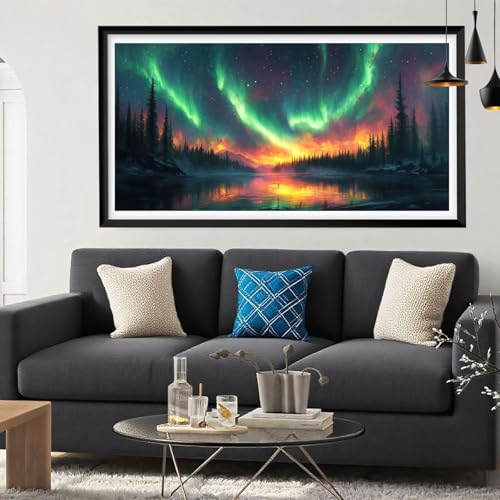 Diamond Painting Weihnachten Diamant Painting Bilder Aurora Full Drill Bastelset Erwachsene Anfänger 5D DIY Strass Kristall Kunst Malerei, Stickerei Kreuzstich für Zimmer Deko Aesthetic 100x200 Y6-243 von Yeefion