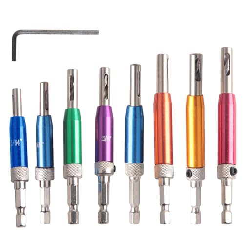 Scharnierbohrer-Set, selbstzentrierende HSS-Bohrer, 6,35 mm Sechskantschaft, Scharnierbohrer-Bit-Führungs-Set mit Schraubenschlüssel, Holzbearbeitung, Lochbohrung für Scharniere, Hardware, Schrank von Yeeliv