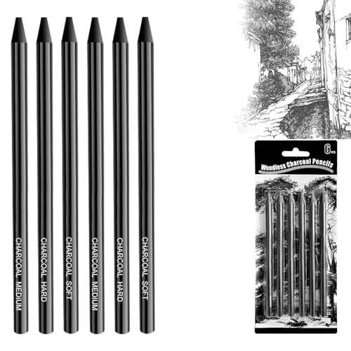 Sketch Kohlestifte,6 Stück Kohlestifte für Skizzen,Professionelle Skizzierstifte,Kohle Set,Kohlestiftens in Schwarz,Künstlerbleistiften,Zeichenkohle,für Kunstdesign,Skizzieren,2Soft+2Medium+2Hard Sketch Kohlestifte,6 Stück Kohlestifte für Skizzen,Professionelle Skizzierstifte,Kohle Set,Kohlestiftens in Schwarz,Künstlerbleistiften,Zeichenkohle,für Kunstdesign,Skizzieren,2Soft+2Medium+2Hard von Yeenano