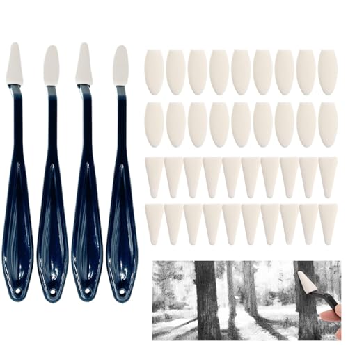 Sketch Wiper,4 Pcss Ketch Pensr with 40 Pcs Sponge Heads,Artist Blending Stumps,Sketch Drawing Tools,Pencil Blender,Sketchs Pens for Artists,Pastel Blending Tools,Rubbing Tool for Sketching Detail von Yeenano