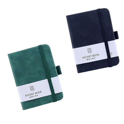 Yeenano Notizblock a7,2 Pcs Portable A7 Notebook Small Notebooks Pocket Size Mini Small Notepad Notizbücher mit 200 Seiten für Schule Arbeit Reisen (Schwarz + Grün) von Yeenano