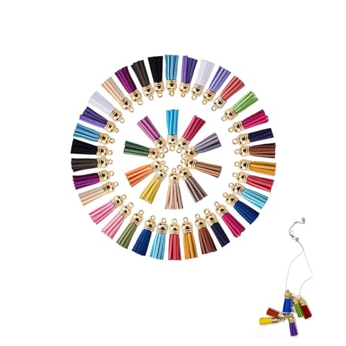 Yeenano Quaste Anhänger,100er Pack Faux Suede Troddel Anhänger Leder Quasten mit Gold Cap aus Kunstwildleder kleine Lederquasten, Schlüsselanhängerquasten für Handwerk Schmuckherstellung Farben Yeenano Quaste Anhänger,100er Pack Faux Suede Troddel Anhänger Leder Quasten mit Gold Cap aus Kunstwildleder kleine Lederquasten, Schlüsselanhängerquasten für Handwerk Schmuckherstellung Farben von Yeenano