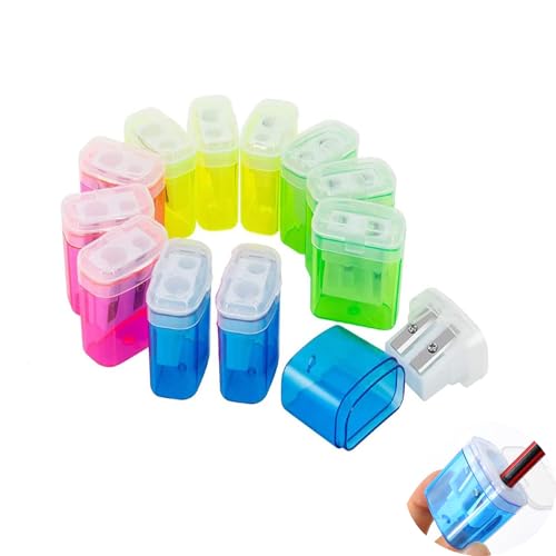 Yeenao Bleistiftspitzer mit Behälter, 12 Stück Spitzer mit Dose, kleiner Spitzer mit Behälter, Kinderspitzer, Doppelloch-Bleistiftspitzer und manueller Bleistiftspitzer Yeenao Bleistiftspitzer mit Behälter, 12 Stück Spitzer mit Dose, kleiner Spitzer mit Behälter, Kinderspitzer, Doppelloch-Bleistiftspitzer und manueller Bleistiftspitzer von Yeenano