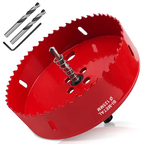 Yeepeo Lochsäge 125mm, Universal HSS M42 Bi-Metall Lochsägen, Lochkreissäge mit Sechskant-Schaft und Bohrer Lochbohrer Set Bohrkrone für Holz, Rigips, Trockenbau, Kunststoffe, 1 Stück Rot Yeepeo Lochsäge 125mm, Universal HSS M42 Bi-Metall Lochsägen, Lochkreissäge mit Sechskant-Schaft und Bohrer Lochbohrer Set Bohrkrone für Holz, Rigips, Trockenbau, Kunststoffe, 1 Stück Rot von Yeepeo