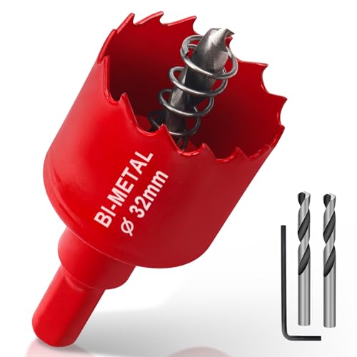 Yeepeo Lochsäge 32mm, Universal HSS M42 Bi-Metall Lochsägen, Lochkreissäge mit Sechskant-Schaft und Bohrer Lochbohrer Set Bohrkrone für Holz, Rigips, Trockenbau, Kunststoffe, 1 Stück Rot Yeepeo Lochsäge 32mm, Universal HSS M42 Bi-Metall Lochsägen, Lochkreissäge mit Sechskant-Schaft und Bohrer Lochbohrer Set Bohrkrone für Holz, Rigips, Trockenbau, Kunststoffe, 1 Stück Rot von Yeepeo