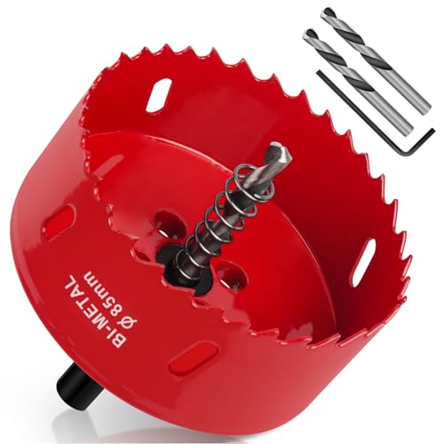 Yeepeo Lochsäge 85mm, Universal HSS M42 Bi-Metall Lochsägen, Lochkreissäge mit Sechskant-Schaft und Bohrer Lochbohrer Set Bohrkrone für Holz, Rigips, Trockenbau, Kunststoffe, 1 Stück Rot Yeepeo Lochsäge 85mm, Universal HSS M42 Bi-Metall Lochsägen, Lochkreissäge mit Sechskant-Schaft und Bohrer Lochbohrer Set Bohrkrone für Holz, Rigips, Trockenbau, Kunststoffe, 1 Stück Rot von Yeepeo