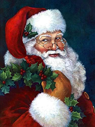 Yeerum DIY 5D Christmas Diamond Painting Santa Claus Komplettes Zubehör, Weihnachtsmann, Stickerei, Diamant-Malerei, komplettes Set, Kreuzstich, Kristall, Strass, Dekoration des Hauses, 30 x 40 cm von Yeerum