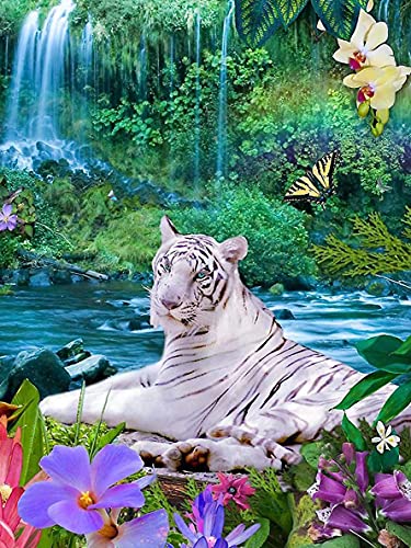 Yeerum DIY 5D Diamant Gemälde Kit Tiger, 5D Diamant Painting Tier Full Malen nach Zahlen Erwachsene Stickerei Strass Kreuzstich Kunst Handwerksbedarf für Heimwand Deko 30*40 cm von Yeerum