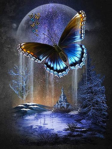 Yeerum DIY 5D Diamond Painting Schmetterling, komplettes Zubehör, Tier-Stickerei, Diamantmalerei, komplettes Set, Kreuzstich, Kristall, Strass, Heimdekoration, 30 x 40 cm von Yeerum