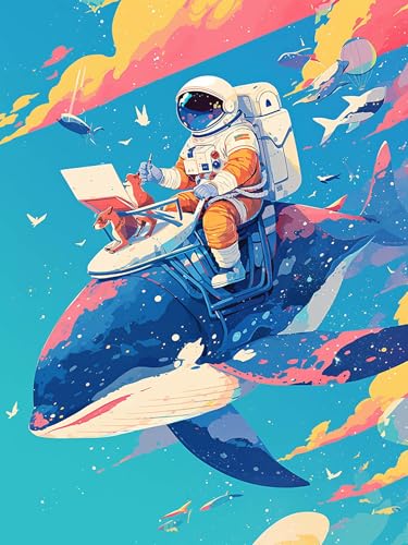Yeerumo DIY Diamond Painting Zubehör Astronauten Delfin Full Set, 5D Malerei Diamant Painting Bilder Tier Kristallstickerei Kreuzstich Home Schlafzimmer Büro Wanddekoration 30x40cm von Yeerumo