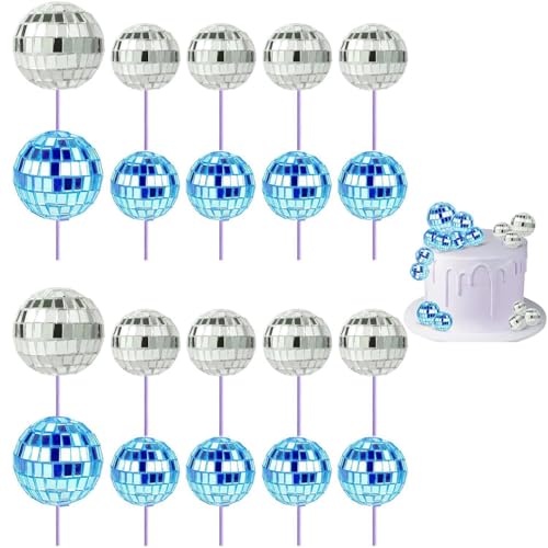 Yeesabella 20 Stück Discokugel-Cupcake-Topper, 70er-Jahre-Retro-Kuchendekorationen mit Stab für Dessert, glänzende Mini-Discokugel-Picker für Geburtstag, Disco-Mottoparty-Zubehör für Dekoration, Yeesabella 20 Stück Discokugel-Cupcake-Topper, 70er-Jahre-Retro-Kuchendekorationen mit Stab für Dessert, glänzende Mini-Discokugel-Picker für Geburtstag, Disco-Mottoparty-Zubehör für Dekoration, von Yeesabella