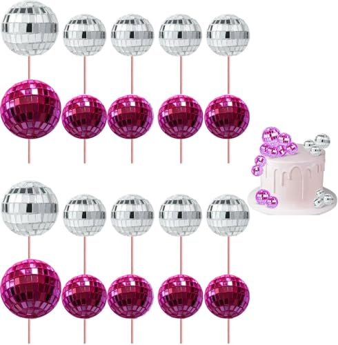 Yeesabella 20 Stück Discokugel-Cupcake-Topper, 70er-Jahre-Retro-Kuchendekorationen mit Stab für Dessert, glänzende Mini-Discokugel-Picker für Geburtstag, Disco-Mottoparty-Zubehör für Dekoration Yeesabella 20 Stück Discokugel-Cupcake-Topper, 70er-Jahre-Retro-Kuchendekorationen mit Stab für Dessert, glänzende Mini-Discokugel-Picker für Geburtstag, Disco-Mottoparty-Zubehör für Dekoration von Yeesabella
