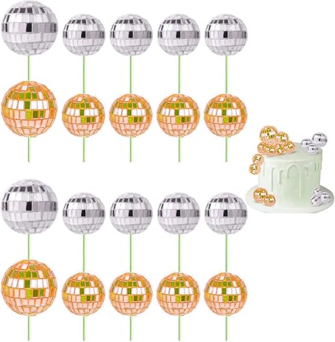 Yeesabella 20 Stück Discokugel-Cupcake-Topper, 70er-Jahre-Retro-Kuchendekorationen mit Stab für Dessert, glänzende Mini-Discokugel-Picker für Geburtstag, Disco-Mottoparty-Zubehör für Dekoration Yeesabella 20 Stück Discokugel-Cupcake-Topper, 70er-Jahre-Retro-Kuchendekorationen mit Stab für Dessert, glänzende Mini-Discokugel-Picker für Geburtstag, Disco-Mottoparty-Zubehör für Dekoration von Yeesabella