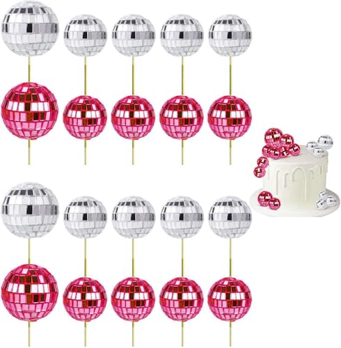 Yeesabella 20 Stück Discokugel-Cupcake-Topper, 70er-Jahre-Retro-Kuchendekorationen mit Stab für Dessert, glänzende Mini-Discokugel-Picker für Geburtstag, Disco-Mottoparty-Zubehör für Dekoration Yeesabella 20 Stück Discokugel-Cupcake-Topper, 70er-Jahre-Retro-Kuchendekorationen mit Stab für Dessert, glänzende Mini-Discokugel-Picker für Geburtstag, Disco-Mottoparty-Zubehör für Dekoration von Yeesabella