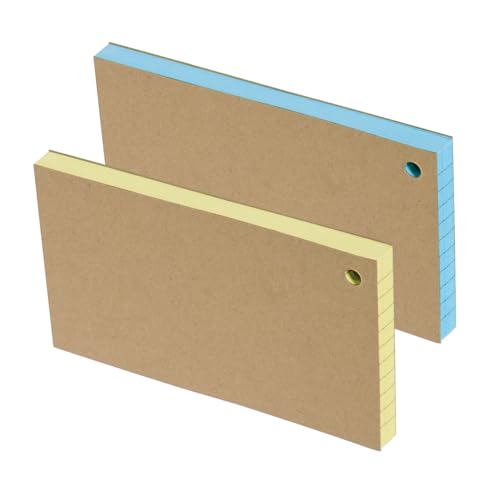 100 farbige Notizkarten – 7,6 x 12,7 cm Lernkarten mit Ring, liniert und verschiedene Farben für Studium, Schule, Zuhause, Büro und Memo (Hellgelb + Hellblau) von Yeetandoo