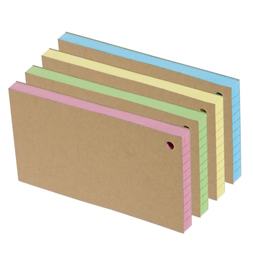 100 farbige Notizkarten – 7,6 x 12,7 cm Lernkarten mit Ring, liniert und verschiedene Farben für Studium, Schule, Zuhause, Büro und Memo (mehrfarbig) von Yeetandoo