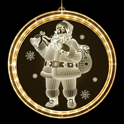 Weihnachten Dekorative Fenster Licht Warmweiß Hängende Weihnachtsbeleuchtung 3D Weihnachtsmann Hintergrund Weihnachtsdeko Lichter für Innen Weihnachtsfeier Party Terrasse Christmas Decoration von Yeeteesy