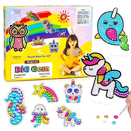 Yefun Diamond Painting Bilder für Kinder, 5D Einhorn Geschenke Painting Basteln Set für Mädchen, DIY Einhorn Spielzeug mit Schlüsselanhänger, Décoration Sticker Arts Kits Tolles von Yefun