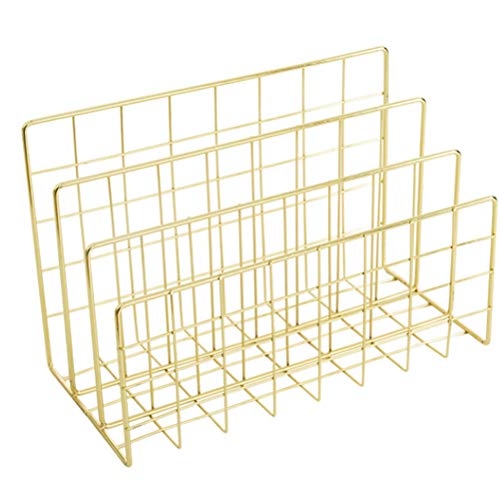 Yeglg Schreibtisch-Briefsortierer, Briefablage, Organizer Post, Bücher, Akten, Broschüren, Postkarten (3 Fächer, goldfarben) von Guoml