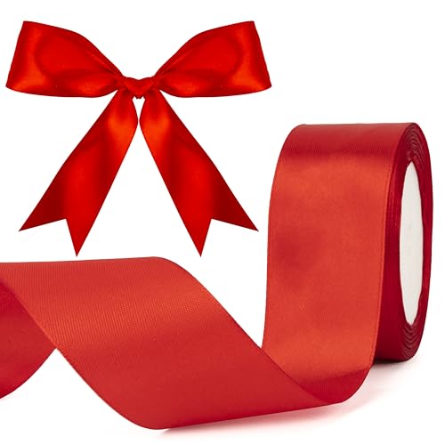 Rotes Satinband, 30 m, 3,8 cm, Stoffband, Masse, solide Rolle für Geschenkschnur, Band für Handwerk, Blumensträuße, Blumenarrangements, Geschenkverpackungen, Schleifenherstellung Rotes Satinband, 30 m, 3,8 cm, Stoffband, Masse, solide Rolle für Geschenkschnur, Band für Handwerk, Blumensträuße, Blumenarrangements, Geschenkverpackungen, Schleifenherstellung von Yekepal