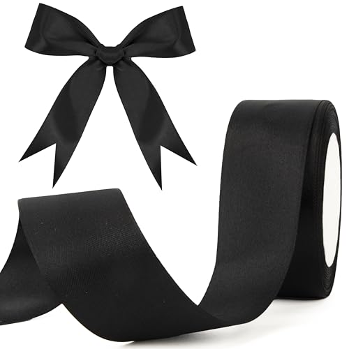 Schwarzes Satinband, 30 m, 3,8 cm, Stoffband, Masse, solide Rolle für Geschenkschnur, Band für Handwerk, Blumensträuße, Blumenarrangements, Geschenkverpackungen, Schleifenherstellung Schwarzes Satinband, 30 m, 3,8 cm, Stoffband, Masse, solide Rolle für Geschenkschnur, Band für Handwerk, Blumensträuße, Blumenarrangements, Geschenkverpackungen, Schleifenherstellung von Yekepal