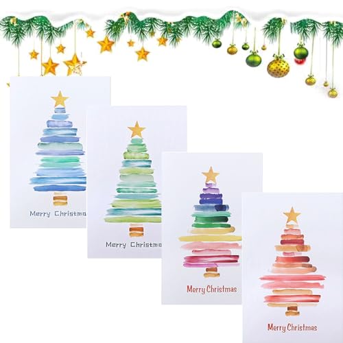 Weihnachtskarten mit Umschlag Set,Grußkarte mit Weihnachtsbaummuster,12 Stück Weihnachten Karten,Weihnachten Karte Postkarte,klappkarten blanko mit umschlag weihnachten,Grußkarten Weihnachten von Yelewy