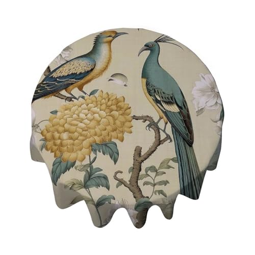 Chinoiserie Tischdecke, rund, 137,2 cm, für Buffet-Tische, Partys, Festtagsessen, Abendessen, Hochzeiten und mehr, Gelb / Grau Chinoiserie Tischdecke, rund, 137,2 cm, für Buffet-Tische, Partys, Festtagsessen, Abendessen, Hochzeiten und mehr, Gelb / Grau von Yelolyio