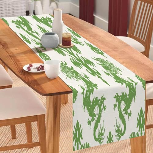 Eleganter Tischläufer aus Baumwollleinen, Motiv: Regalia Loong, Tischläufer, 40,6 x 183,9 cm, für Esszimmer, Urlaub, Heimdekoration für Garten, Hochzeit, Empfang Eleganter Tischläufer aus Baumwollleinen, Motiv: Regalia Loong, Tischläufer, 40,6 x 183,9 cm, für Esszimmer, Urlaub, Heimdekoration für Garten, Hochzeit, Empfang von Yelolyio