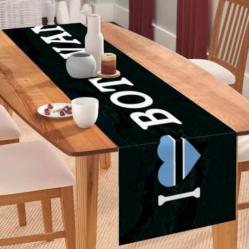 I Love Botswana Tischläufer, Botswana-Nationalflagge, Couchtischläufer, Feiertags-Tischdekoration für Küche, Esstisch, Dekoration für Zuhause, Party-Dekoration, 33 x 178 cm I Love Botswana Tischläufer, Botswana-Nationalflagge, Couchtischläufer, Feiertags-Tischdekoration für Küche, Esstisch, Dekoration für Zuhause, Party-Dekoration, 33 x 178 cm von Yelolyio
