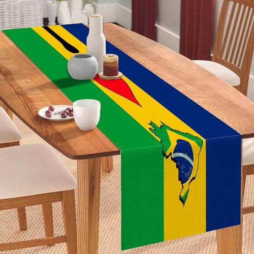 I Love My Country, Brasilien-Tischläufer, Motiv: Brasilien-Flagge, Couchtischläufer, Feiertage, Tischdekoration für Küche, Esstisch, Dekoration für Zuhause, Party-Dekoration, 33 x 274 cm I Love My Country, Brasilien-Tischläufer, Motiv: Brasilien-Flagge, Couchtischläufer, Feiertage, Tischdekoration für Küche, Esstisch, Dekoration für Zuhause, Party-Dekoration, 33 x 274 cm von Yelolyio